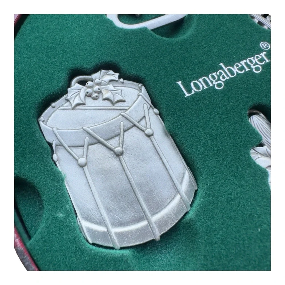 Longaberger 2003 Sounds of  the Season Pewter Musical Instrument Ornaments w Tin